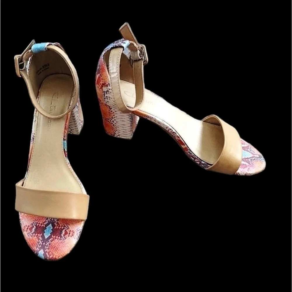 Snake Print/Python Pattern Block Heels SIZE 7.5 - Picture 2 of 6